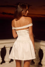 Load image into Gallery viewer, Aubrey Off Shoulder Bow Mini Dress - Ivory
