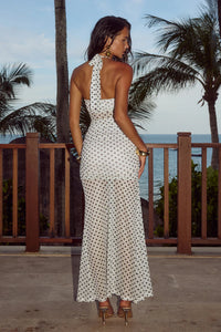 Tallula Maxi Dress - White Polka