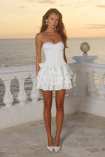 Load image into Gallery viewer, Tabitha Bustier Ruffle Mini Dress - Ivory
