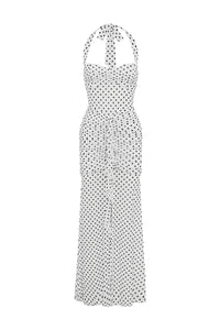 Tallula Maxi Dress - White Polka