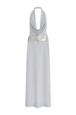 Load image into Gallery viewer, Marcella Deep Plunge Maxi Dress - Silver
