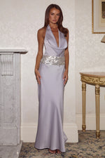 Load image into Gallery viewer, Marcella Deep Plunge Maxi Dress - Silver
