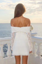 Load image into Gallery viewer, Leona Lace Long Sleeve Mini Dress - White
