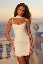 Load image into Gallery viewer, Starla Bustier Scarf Mini Dress - White
