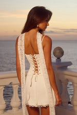 Load image into Gallery viewer, Starla Bustier Scarf Mini Dress - White

