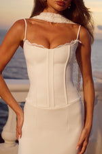 Load image into Gallery viewer, Starla Bustier Scarf Mini Dress - White
