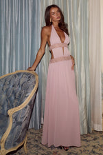Load image into Gallery viewer, Safino Halter Low Plunge Maxi Dress - Blush
