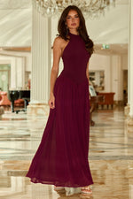 Load image into Gallery viewer, Caliana High Neck Maxi Dress - Plum
