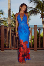 Load image into Gallery viewer, Primrose Maxi Dress - Blue Hibiscus
