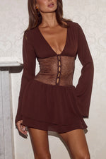 Load image into Gallery viewer, Tommi Long Sleeve Mini Dress - Chocolate
