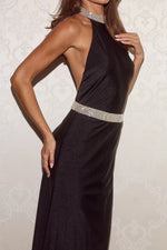 Load image into Gallery viewer, Sorrel Halter Open Back Maxi Dress - Black
