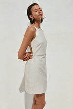 Load image into Gallery viewer, Heather Mini Dress - Stone Pinstripe
