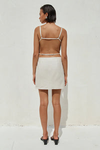 Heather Mini Dress - Stone Pinstripe