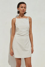 Load image into Gallery viewer, Heather Mini Dress - Stone Pinstripe
