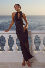 Load image into Gallery viewer, Estelle Cowl Halter Maxi Dress - Noir
