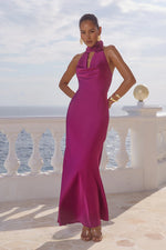 Load image into Gallery viewer, Estelle Cowl Halter Maxi Dress - Plum
