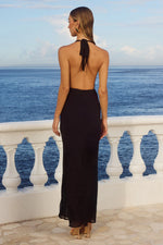 Load image into Gallery viewer, Lexie Low Plunge Halter Maxi Dress - Black
