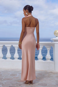 Estelle Cowl Halter Maxi Dress - Peach