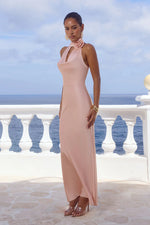 Load image into Gallery viewer, Estelle Cowl Halter Maxi Dress - Peach
