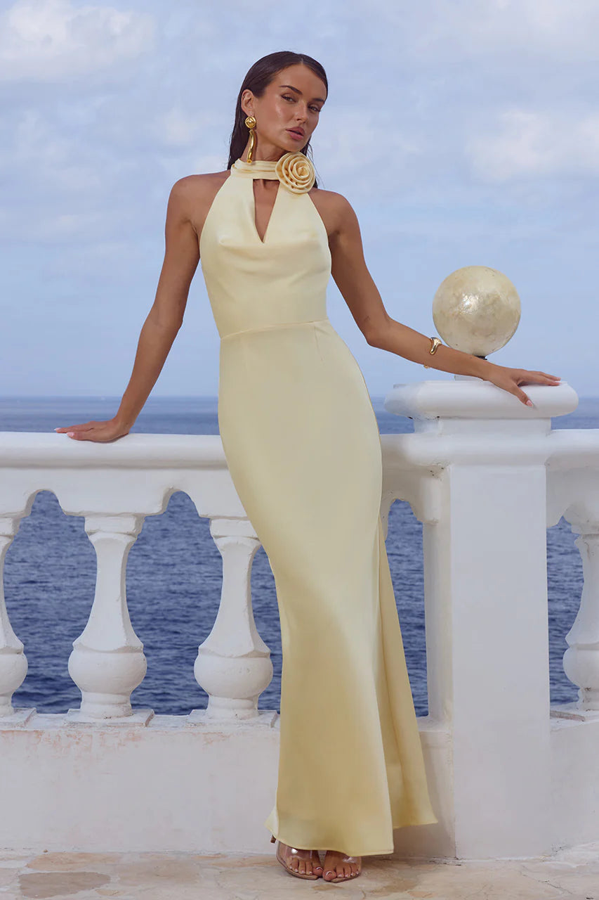 Estelle Cowl Halter Maxi Dress - Buttermilk