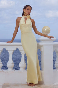 Estelle Cowl Halter Maxi Dress - Buttermilk