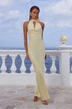 Load image into Gallery viewer, Estelle Cowl Halter Maxi Dress - Buttermilk
