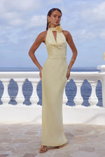 Load image into Gallery viewer, Estelle Cowl Halter Maxi Dress - Buttermilk
