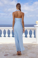 Load image into Gallery viewer, Estelle Cowl Halter Maxi Dress - Sky Blue
