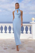 Load image into Gallery viewer, Estelle Cowl Halter Maxi Dress - Sky Blue
