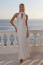 Load image into Gallery viewer, Estelle Cowl Halter Maxi Dress - Pearl
