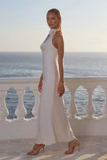 Load image into Gallery viewer, Estelle Cowl Halter Maxi Dress - Pearl
