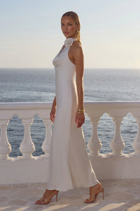 Estelle Cowl Halter Maxi Dress - Pearl