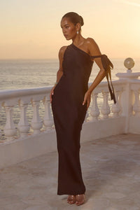 Viola One Shoulder Maxi Dress - Noir