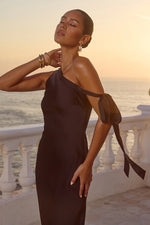 Load image into Gallery viewer, Viola One Shoulder Maxi Dress - Noir
