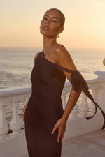 Load image into Gallery viewer, Viola One Shoulder Maxi Dress - Noir
