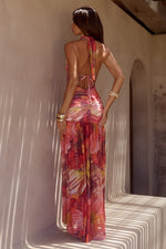 Load image into Gallery viewer, Adrianna Plunge Ruched Maxi Dress - Kiara Peach
