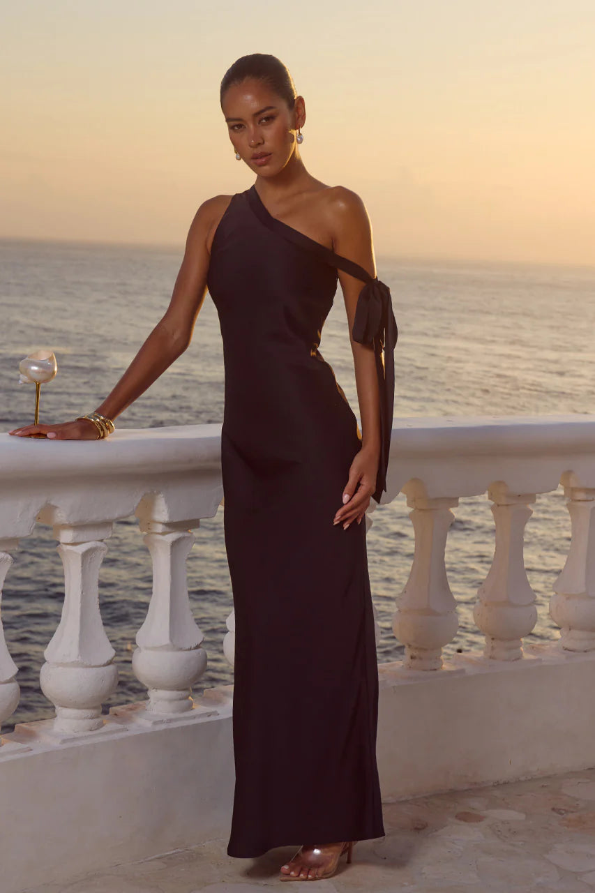 Viola One Shoulder Maxi Dress - Noir
