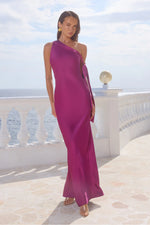 Load image into Gallery viewer, Viola One Shoulder Maxi Dress - Plum
