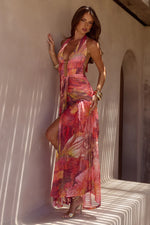 Load image into Gallery viewer, Adrianna Plunge Ruched Maxi Dress - Kiara Peach
