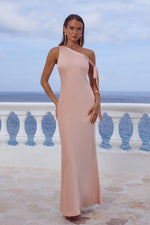 Load image into Gallery viewer, Viola One Shoulder Maxi Dress - Peach
