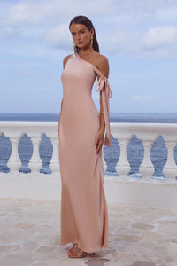 Viola One Shoulder Maxi Dress - Peach