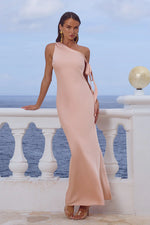 Load image into Gallery viewer, Viola One Shoulder Maxi Dress - Peach
