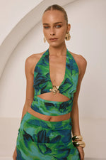 Load image into Gallery viewer, Valletta Deep-V Halter Top - Calista Green
