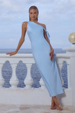 Load image into Gallery viewer, Viola One Shoulder Maxi Dress - Sky Blue
