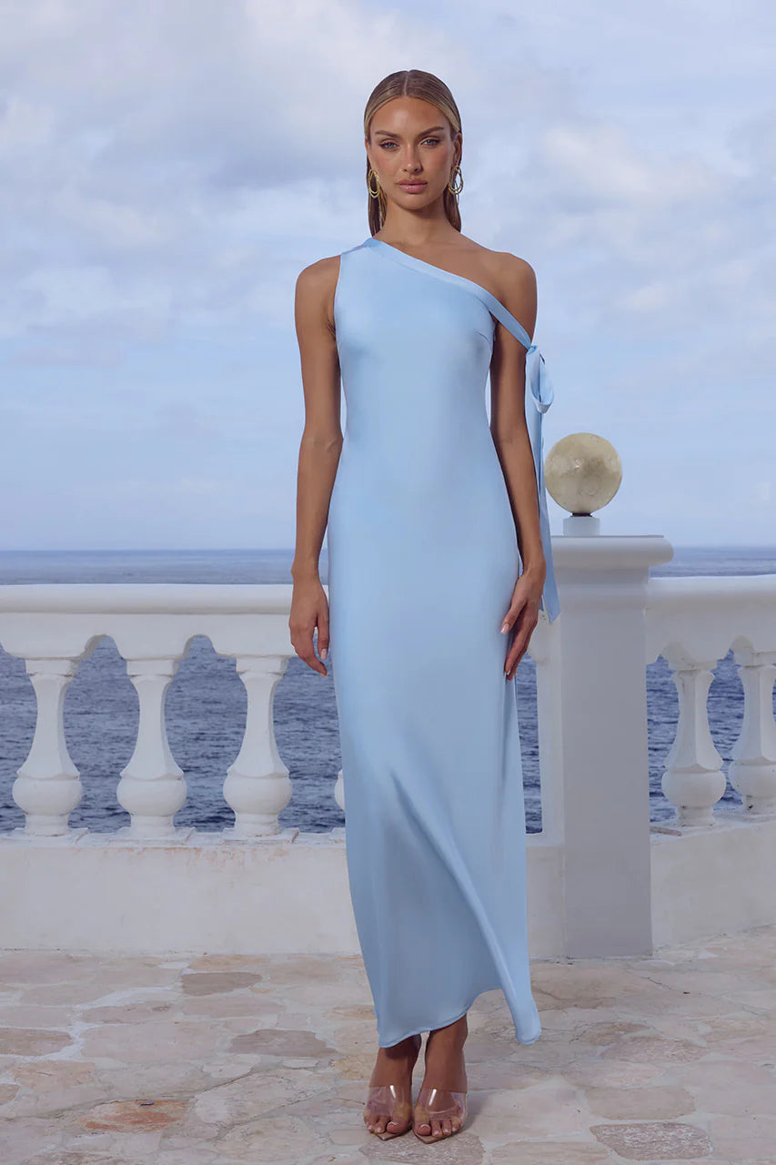 Viola One Shoulder Maxi Dress - Sky Blue