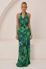 Load image into Gallery viewer, Mabella Halter Maxi Dress - Calista Green
