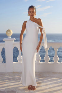 Viola One Shoulder Maxi Dress - Pearl
