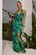 Load image into Gallery viewer, Mabella Halter Maxi Dress - Calista Green
