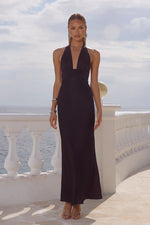 Load image into Gallery viewer, Sylvie Plunge V-Neck Maxi Dress - Noir
