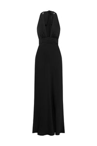 Sylvie Plunge V-Neck Maxi Dress - Noir